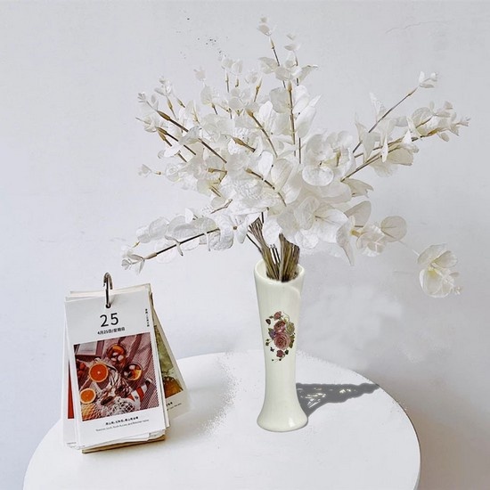 White Ceramic Vase  Flower Holder  Small Decorative Bouquet Vase for Living Room Indoor Home Decor,Party Arrangements
