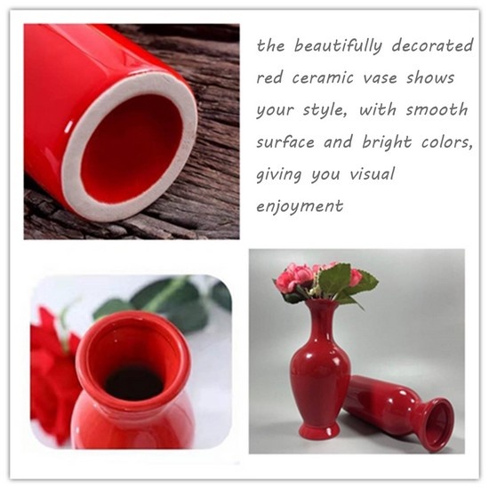 Small Ceramic Vase Red Modern Farmhouse Flower Vase Set of 2  Decoration  Design For Home, Wedding Center Desktop  Décor