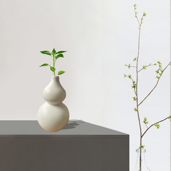 White Ceramic Vase  Small Vases for Flowers for Rustic Home Decor,Geometric Shaped Flower Vases for Centerpieces