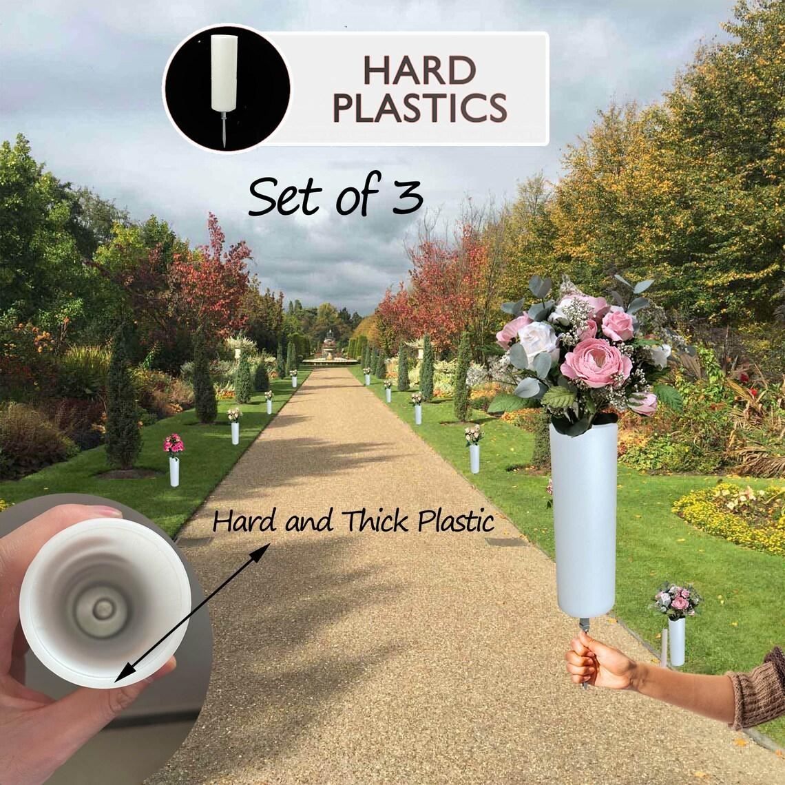 3 PCS Cone Vase Fresh and Artificial Flowers Sturdy Stake Monument Memorial Grave Decorations Cemetery Grave Vase
