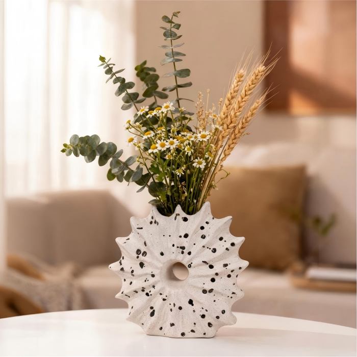Modern Minimalist Ceramic Vase Unique and Distinctive Shape Decorative Ornament