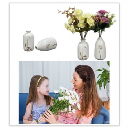 2PCS White Ceramic Vase Small Flower Vases for Decor Modern Bud Vases for Centerpieces Vintage Home Décor Ideal Gifts (B)