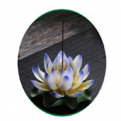 Incense Holders for Sticks,Ceramic Handicraft Blue Lotus Flower Incense Burner,Ash Catcher Tray Ceremony Set,Home Decor,Yoga,Spa,Meditation (Blue)