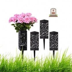 4 PCS Graves Monuments Decorations Memorial Cemetery Floral Holder Vases with Long Spike Stake