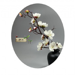 2 PCS Artificial Flowers plum Cherry Blossom Home Office Decor for Living Room