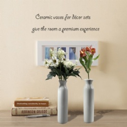 2PCS White Ceramic Vases for Decor Bud Vase Decorative Flower Vase Ideal Gift for Wedding Rustic Home Decor