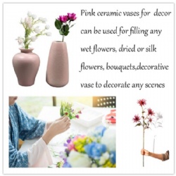 2 PCS Pink Ceramic Vase for Decor Small Decorative Vases Flower Vases for Centerpieces Bud Vase Home Decor Round Design