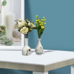 2PCS Small Ceramic Vases for Decor White Flower Vase Decorations for Living Room Decorative Vase Rustic Home Decor